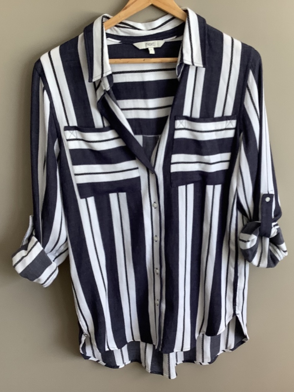 NWOT- Navy striped button down shirt